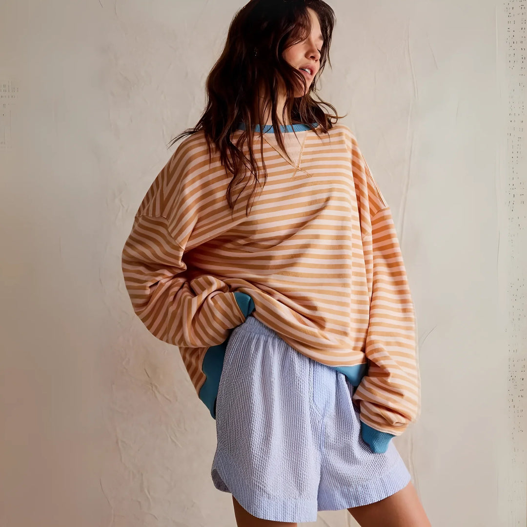 Isolde - Oversized Sweatshirt med Striber for Casual Komfort