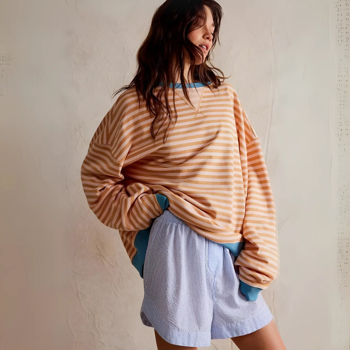 Isolde - Oversized Sweatshirt med Striber for Casual Komfort