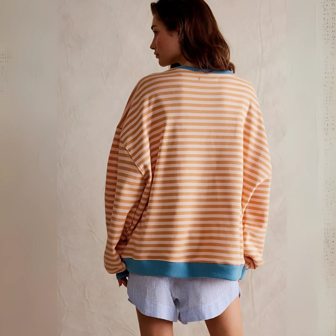 Isolde - Oversized Sweatshirt med Striber for Casual Komfort