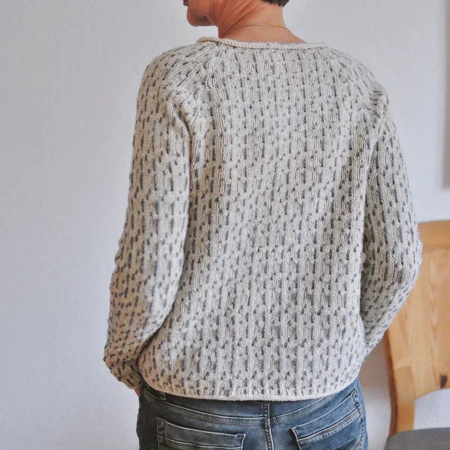 Nanna – Retro Sweater med Regndråbe-Mønster