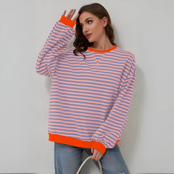 Isolde - Oversized Sweatshirt med Striber for Casual Komfort