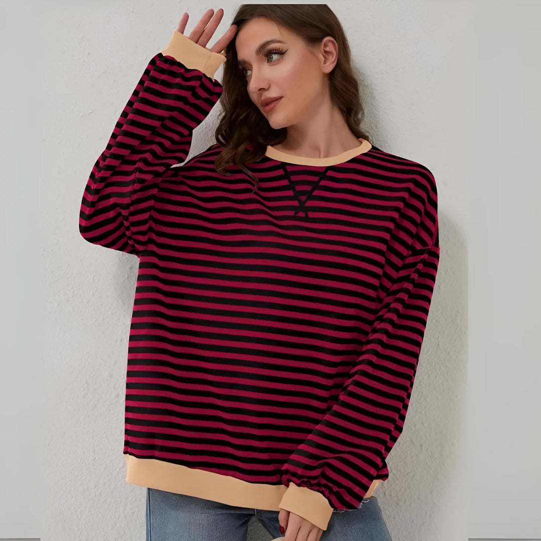 Isolde - Oversized Sweatshirt med Striber for Casual Komfort