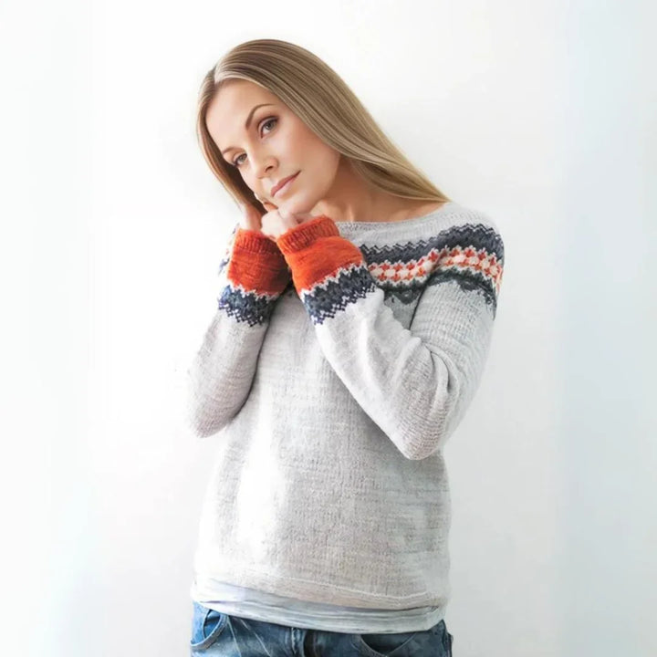 Cecilie – Sweater med Lange Ærmer og Vintermønster